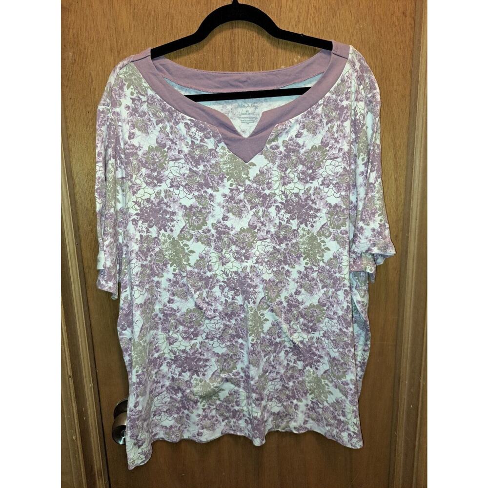 Women's Plus White Stag purple Floral T-Shirt Size 4X - Picture 3 of 6